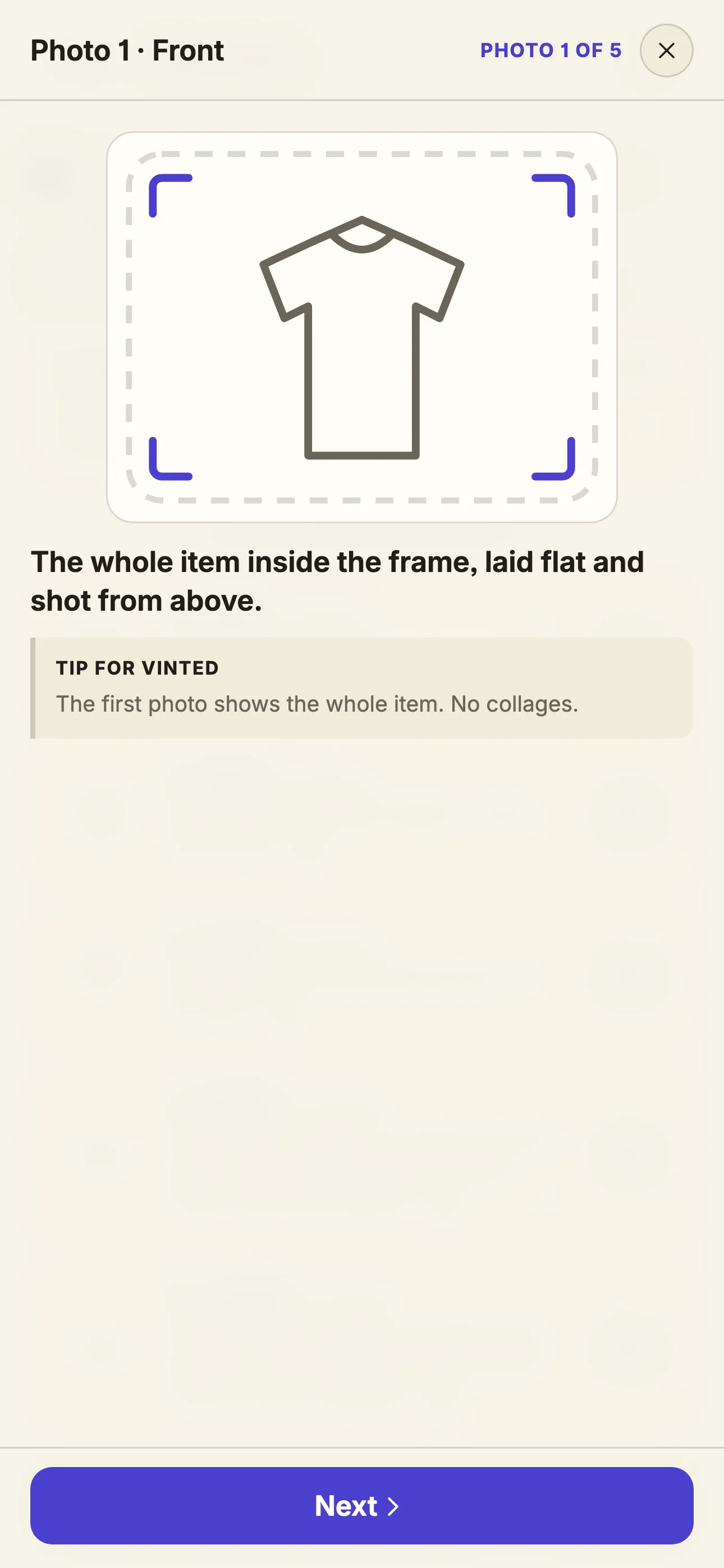 Tutorial step 1: the front photo