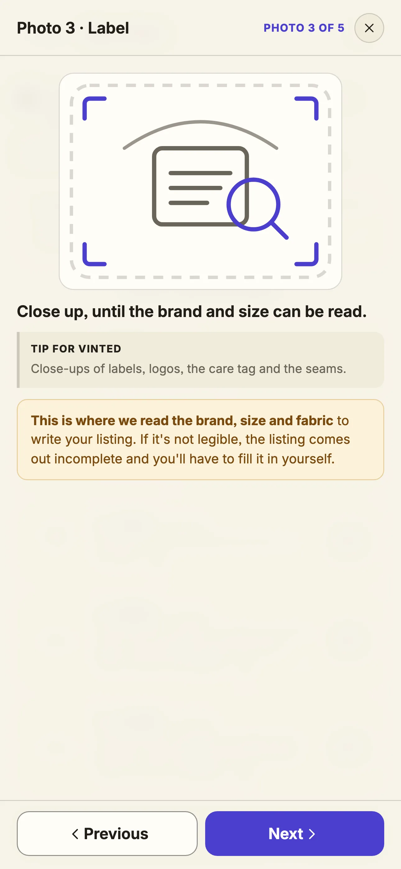 Step 3: the label, close up