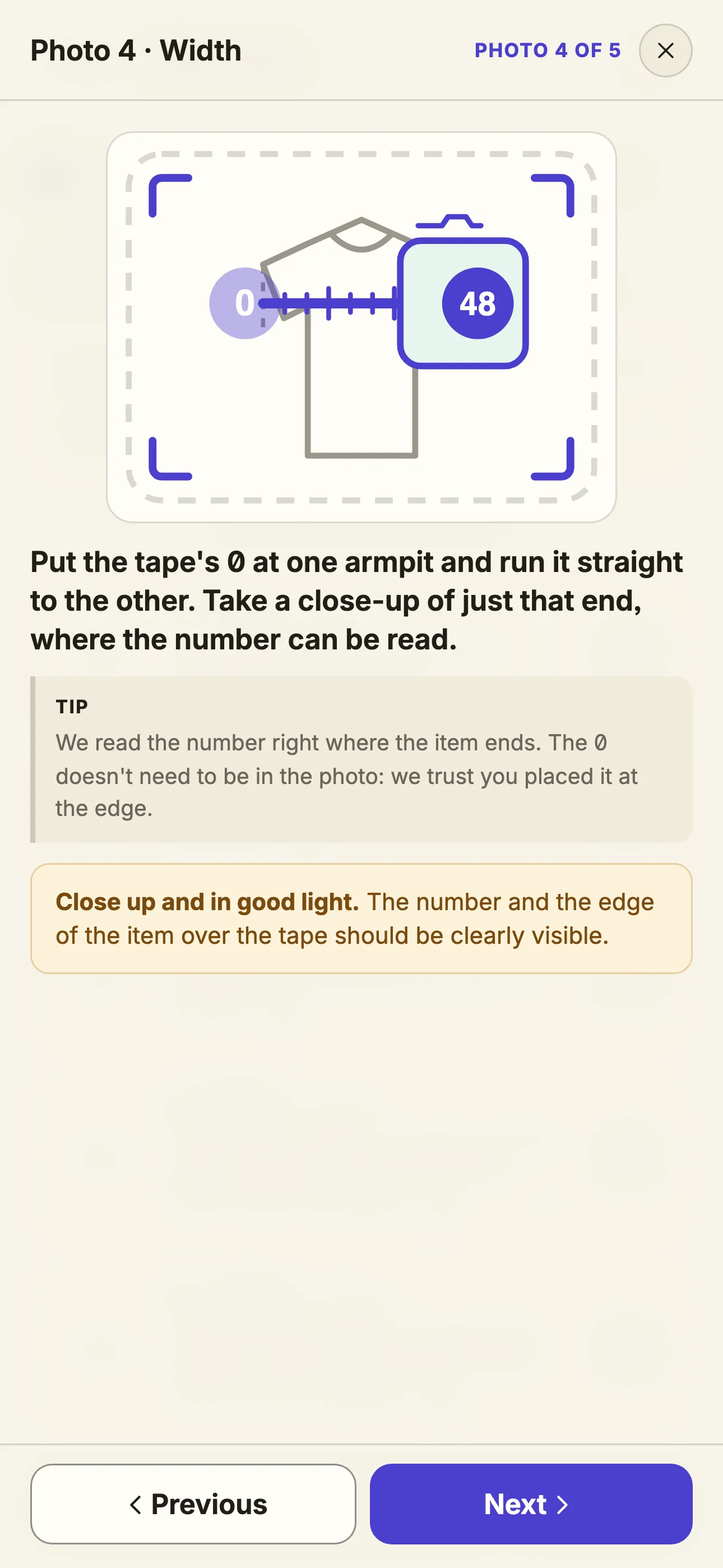 Step 4: the width with the tape