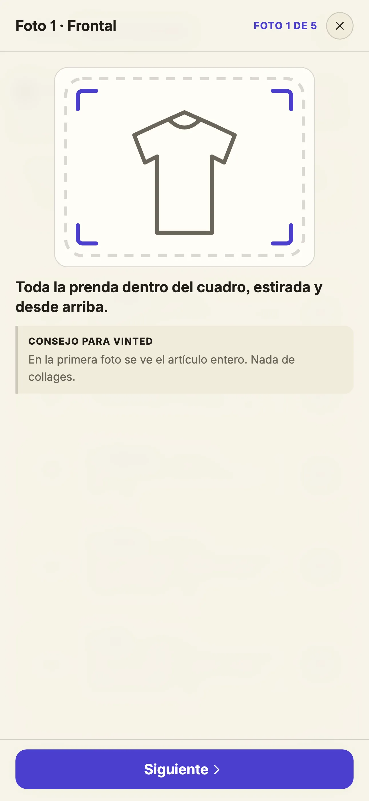 Paso 1 del tutorial: la foto frontal